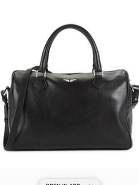 NEW ZADIG & VOLTAIRE BLACK MEDIUM SUNNY WINGS LEATHER SATCHEL BAG